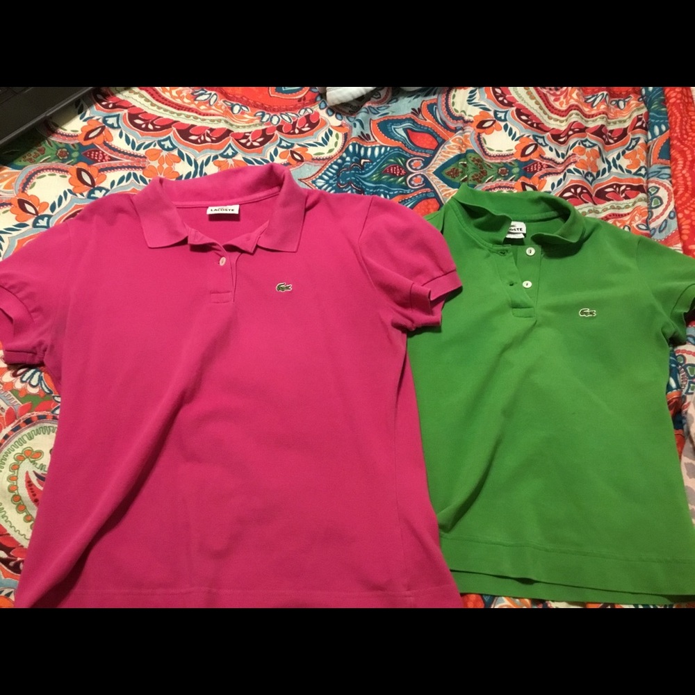 Lacoste shirts     Sizes- pink 44, Green 34